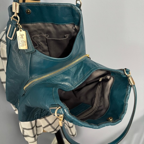 COACH Madison Phoebe Shoulder Bag in Gathered Twist Leather Teal - Picture 11 of 17